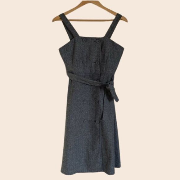 Stella Marina Collection Gray Tweed Herringbone Button Front Mini Dress - Picture 1 of 11